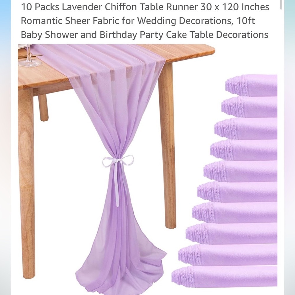 Purple Chiffon Table Runners or Backdrop 10pack